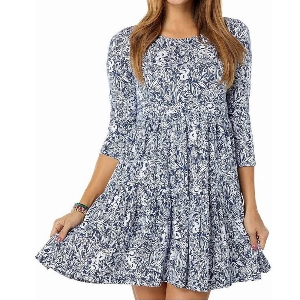 Lilly Pulitzer Geanna GDay Mate Koala tiered swing dress Navy New without tags M